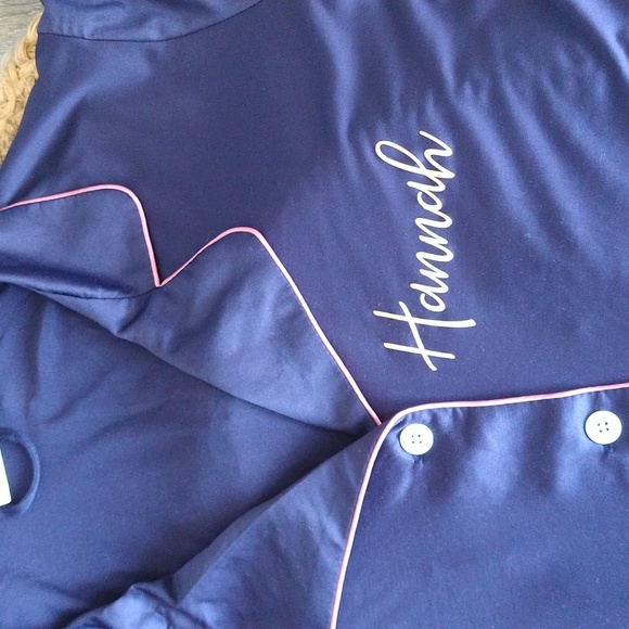 Amazon Taniri Navy Pink Personalized "Hannah" Shorts Pajama Lounge Set - Picture 7 of 9